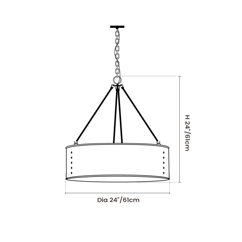 Quillan Industrial Large Black Drum Pendant Light For Dining Room