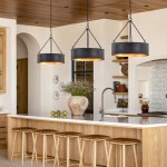 Quillan Industrial Large Black Drum Pendant Light For Dining Room