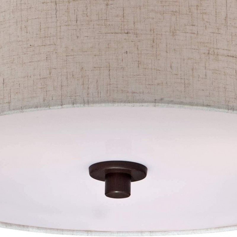 Jynor Bronze Oatmeal Fabric Drum Semi Flush Mount Light