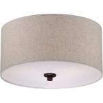 Jynor Bronze Oatmeal Fabric Drum Semi Flush Mount Light