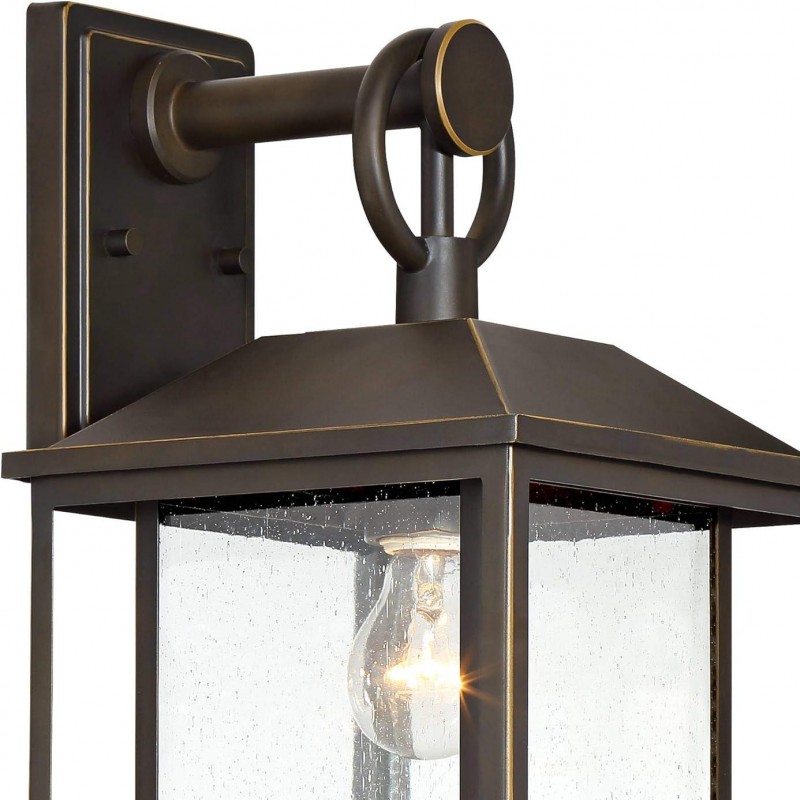 Mythor Bronze Textured Clear Glass Lantern Outdoor Sconce