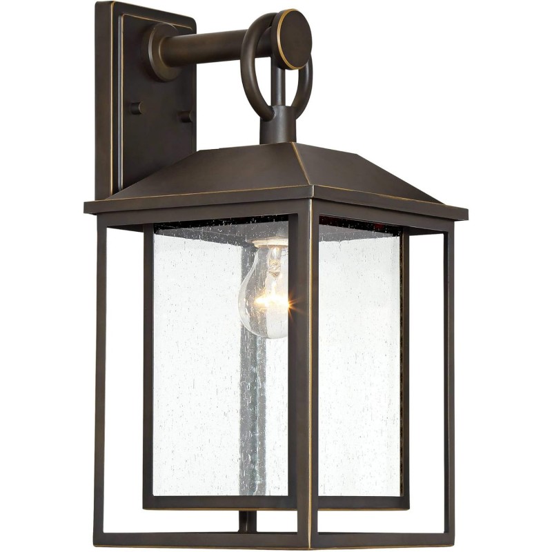 Mythor Bronze Textured Clear Glass Lantern Outdoor Sconce