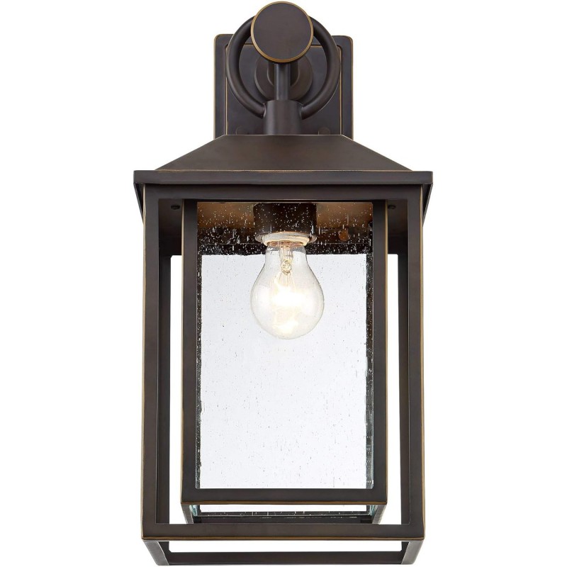 Mythor Bronze Textured Clear Glass Lantern Outdoor Sconce