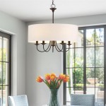 Nyneve 5 Light Dimmable Fabric Drum Chandelier