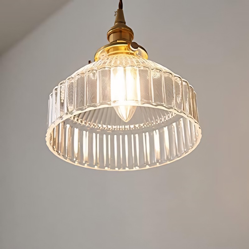 Zyrion Retro Ribbed Clear Glass Pendant Light
