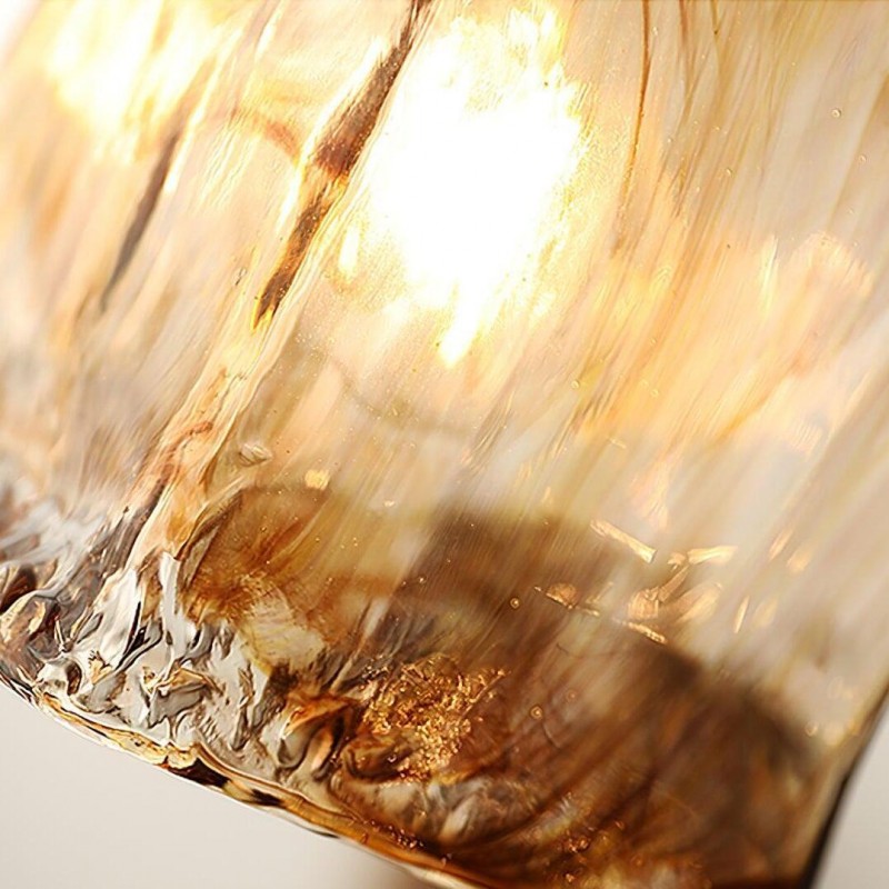 Cyralix Brass Coffee Water Ripple Glass Pendant Light