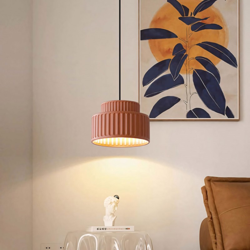 Draxithor Wabi Sabi Fluted Resin Cream Pendant Light