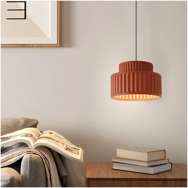 Draxithor Wabi Sabi Fluted Resin Cream Pendant Light