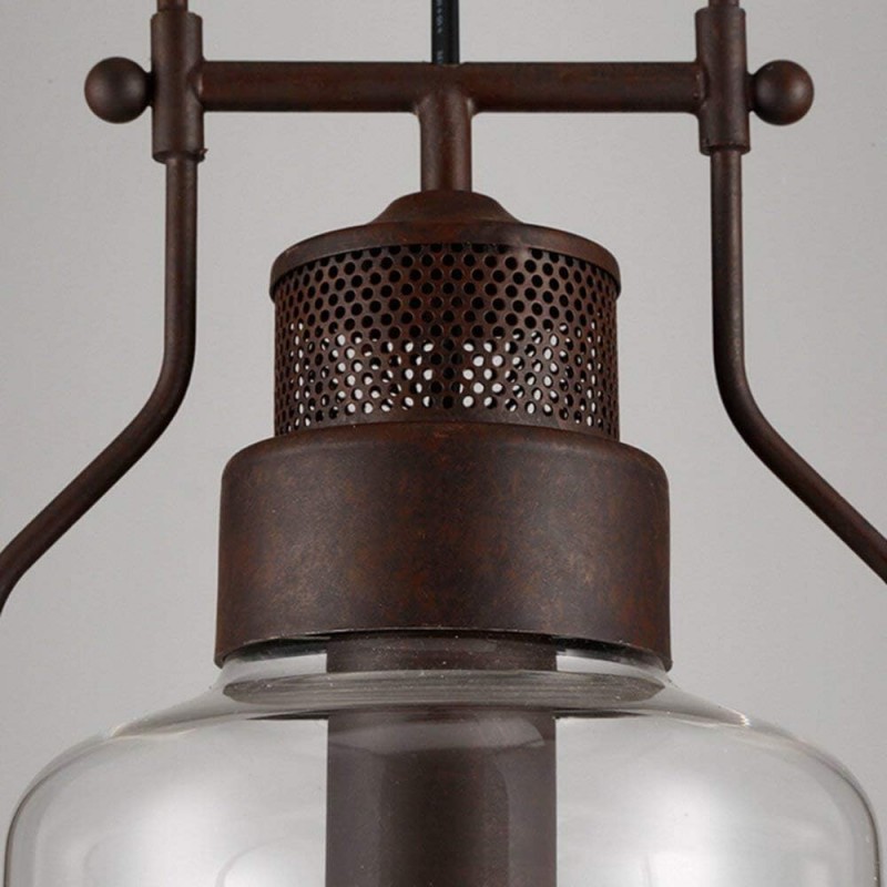 Eryxis Industrial Vintage Iron Glass Jar Pendant Light