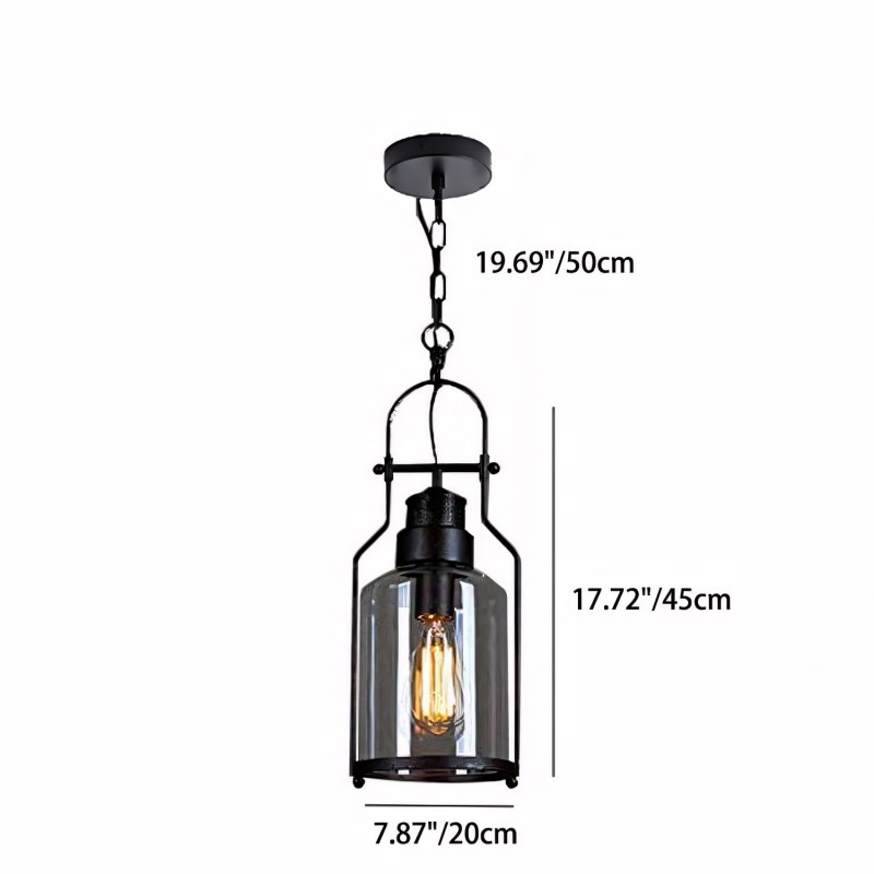 Eryxis Industrial Vintage Iron Glass Jar Pendant Light