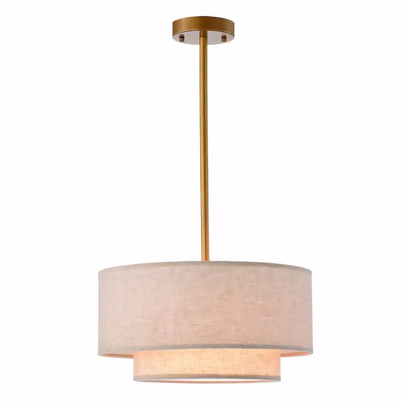 Aevon 3-Light Matte Brown Double Drum Pendant Light
