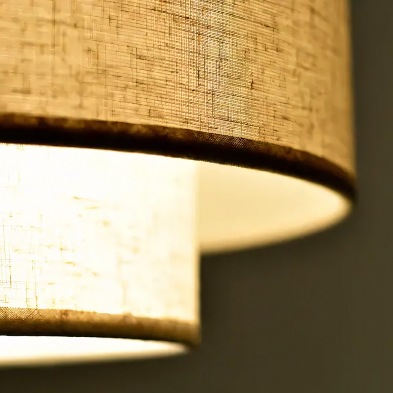 Aevon 3-Light Matte Brown Double Drum Pendant Light