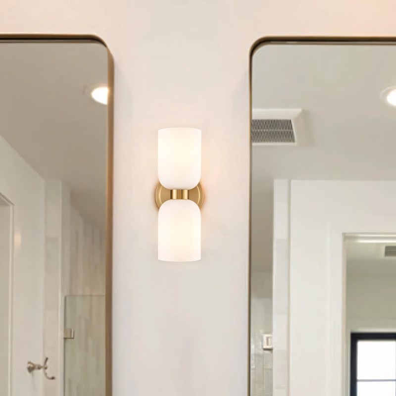 Mynith Milky Glass Tube Up Down Vanity Wall Sconce