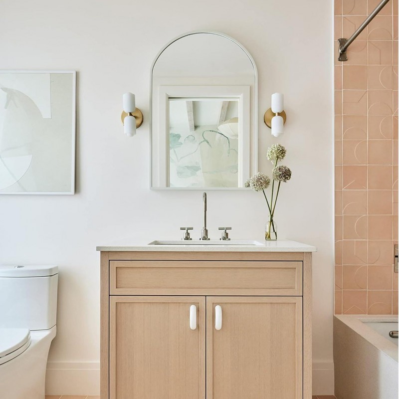 Mynith Milky Glass Tube Up Down Vanity Wall Sconce
