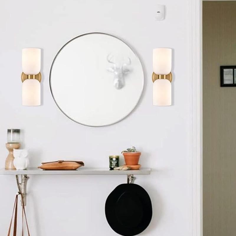 Mynith Milky Glass Tube Up Down Vanity Wall Sconce