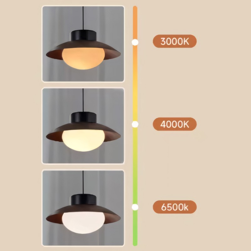 Uthar 3 Light Led Wood Color Round Pendant Light