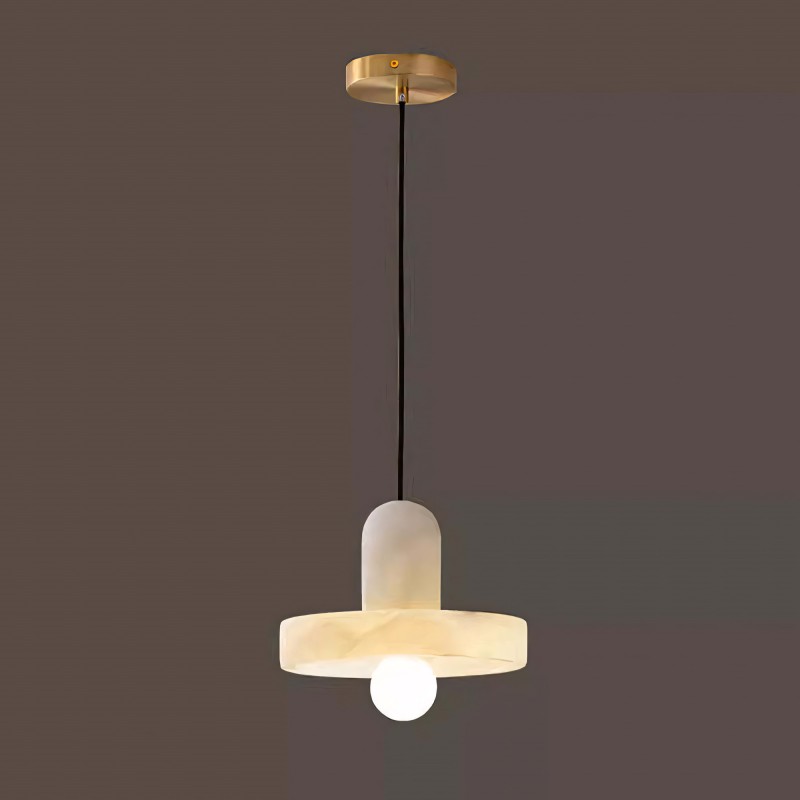 Vyndorix Farmhouse Hat Shaped Alabaster Pendant Light