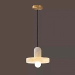Vyndorix Farmhouse Hat Shaped Alabaster Pendant Light