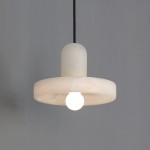 Vyndorix Farmhouse Hat Shaped Alabaster Pendant Light