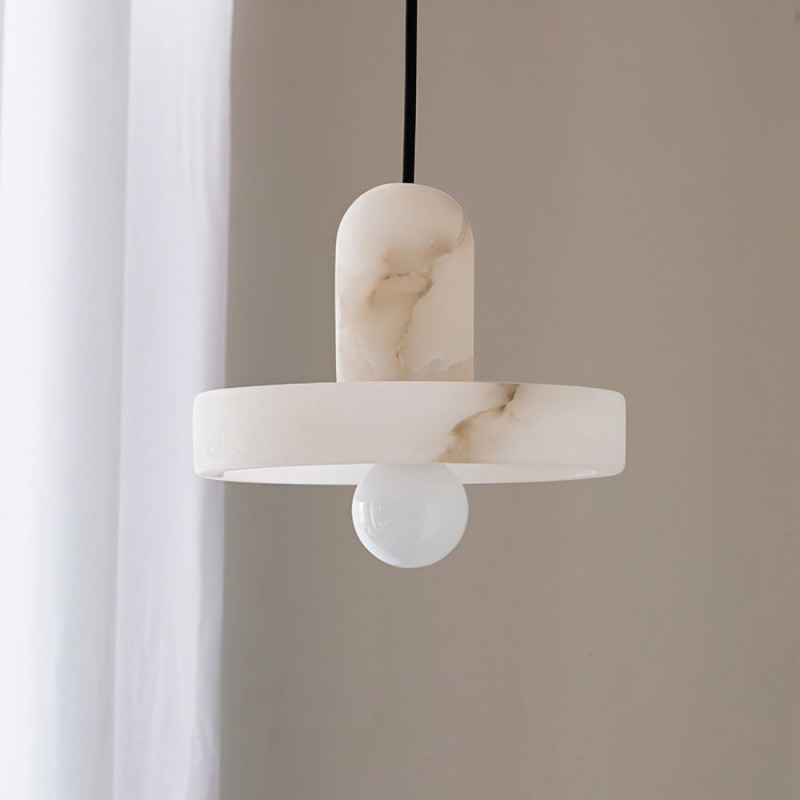 Vyndorix Farmhouse Hat Shaped Alabaster Pendant Light