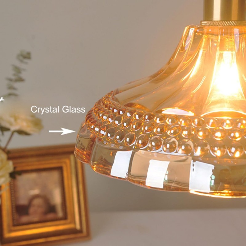 Olyx Amber Textured Glass Pot Lid Pendant Light