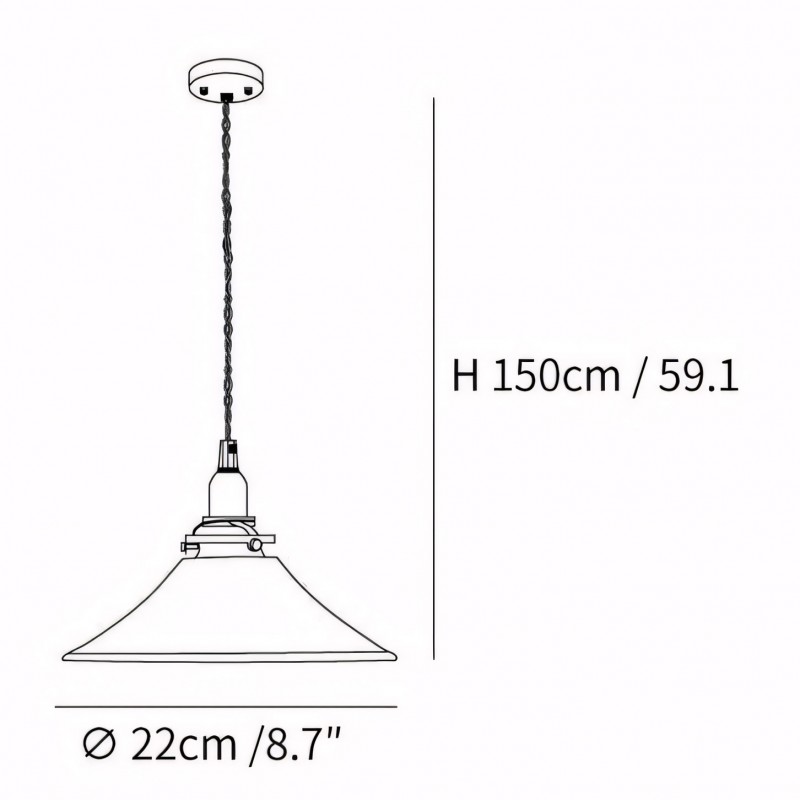Vythar Retro Brass Cone Amber Glass Pendant Light