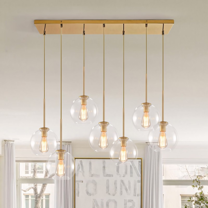 Kymar Mid Century 7-Lights Linear Cluster Globe Pendant Light