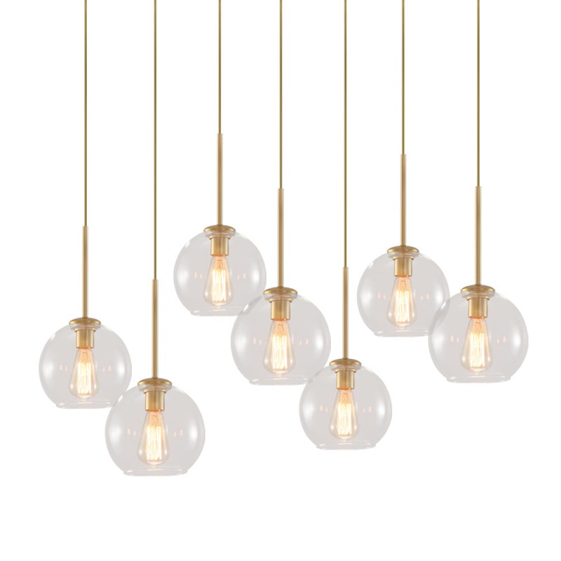Kymar Mid Century 7-Lights Linear Cluster Globe Pendant Light