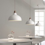 Zarek ‎Minimalist Walnut Wrought Iron Bowl Shaped Pendant Light