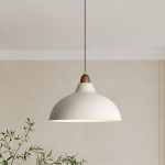Zarek ‎Minimalist Walnut Wrought Iron Bowl Shaped Pendant Light