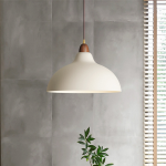 Zarek ‎Minimalist Walnut Wrought Iron Bowl Shaped Pendant Light