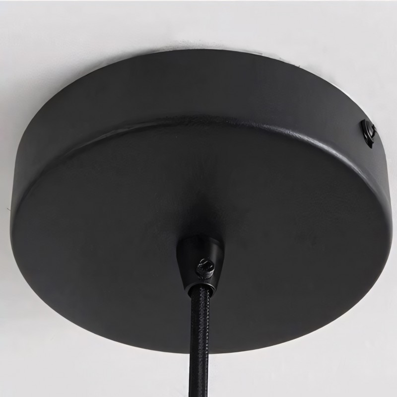 Zarek ‎Minimalist Walnut Wrought Iron Bowl Shaped Pendant Light