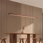 Quorix Log Style Wood Led Linear Pendant Light With Remote Control
