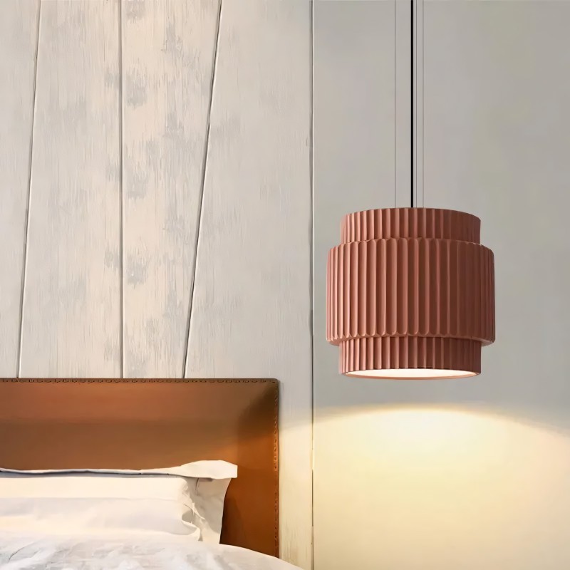 Brisby Striped Frosted Fluted Ceramic Pendant Light