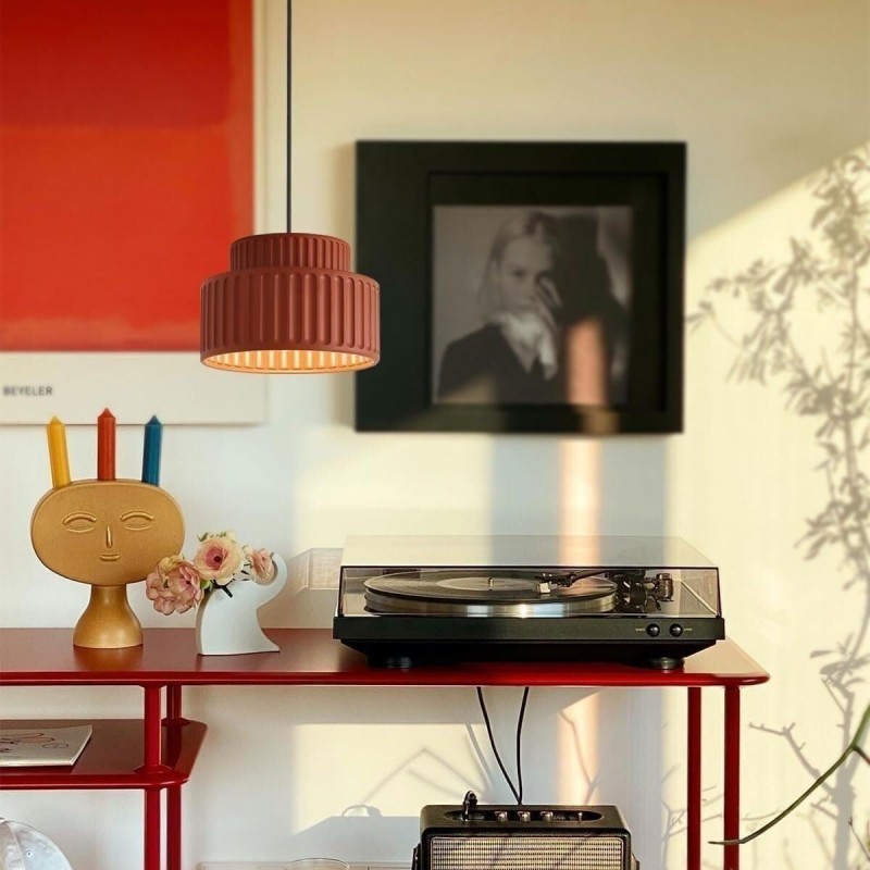 Brisby Striped Frosted Fluted Ceramic Pendant Light