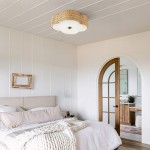 Zardo Coastal Boho Style Rattan Lamp Shade Flush Mount Ceiling Light