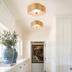 Zardo Coastal Boho Style Rattan Lamp Shade Flush Mount Ceiling Light