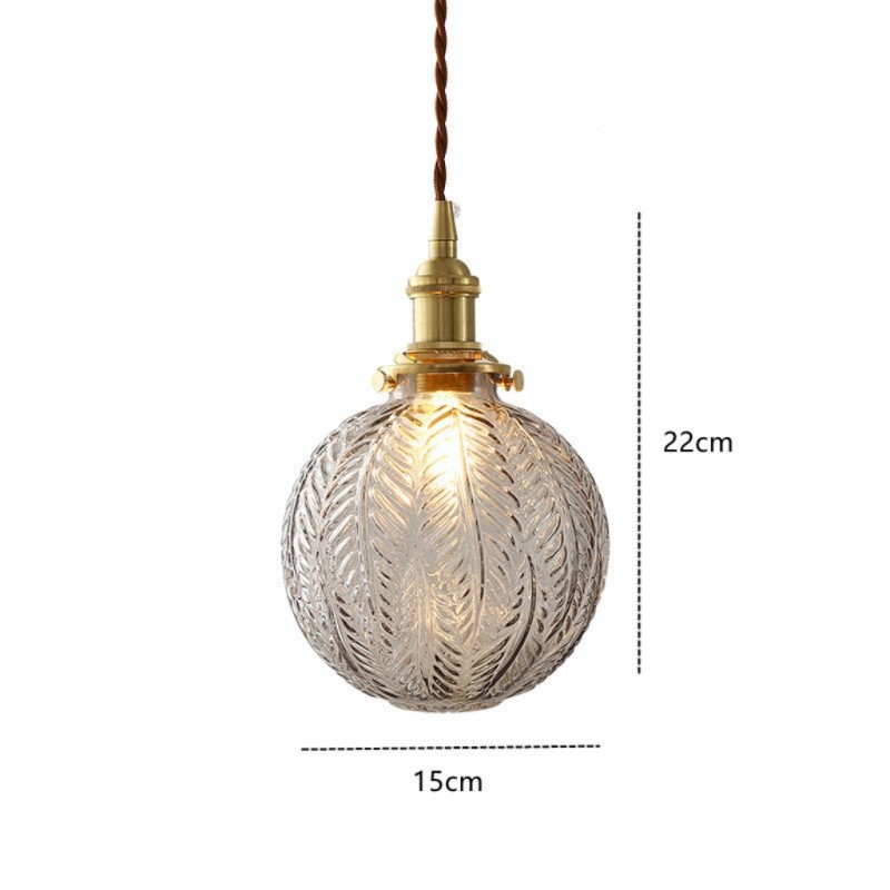 Logana Vintage Feather Texture Glass Globe Pendant Light
