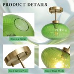 Jorik Natural Green Ribbed Glass Oval Ceiling Light