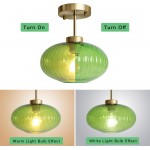 Jorik Natural Green Ribbed Glass Oval Ceiling Light