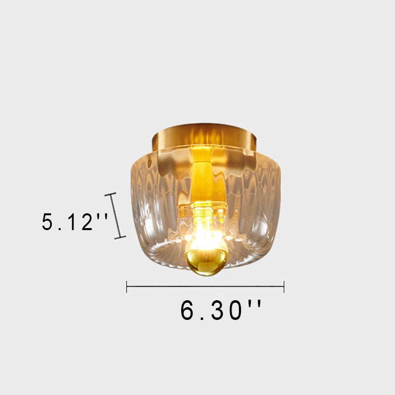 Rynik Mini Glass Sun Shape Full Copper Dual Purpose Flush Mount Light