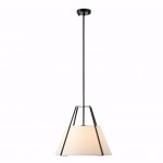 Zevran Farmhouse Metal Cone Fabric Pendant Light