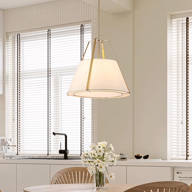 Zevran Farmhouse Metal Cone Fabric Pendant Light