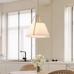 Zevran Farmhouse Metal Cone Fabric Pendant Light
