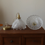 Gyran Retro Brass Lace Glass Pendant Light