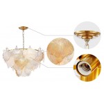 Cyan Champagne Ginkgo Leaf Textured Glass Chandelier