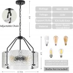 Elys Modern Water Corrugated Glass Drum Shade Pendant Light