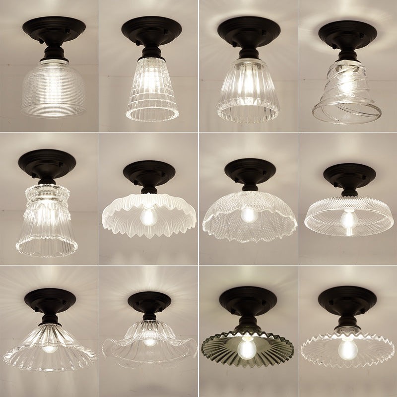 Zorath Small Black Metal Textured Glass Ceiling Light