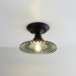 Zorath Small Black Metal Textured Glass Ceiling Light