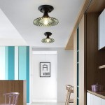 Zorath Small Black Metal Textured Glass Ceiling Light